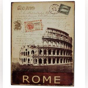 Rome, Italy Souvenir Postal Themed Metal Wall Plaque